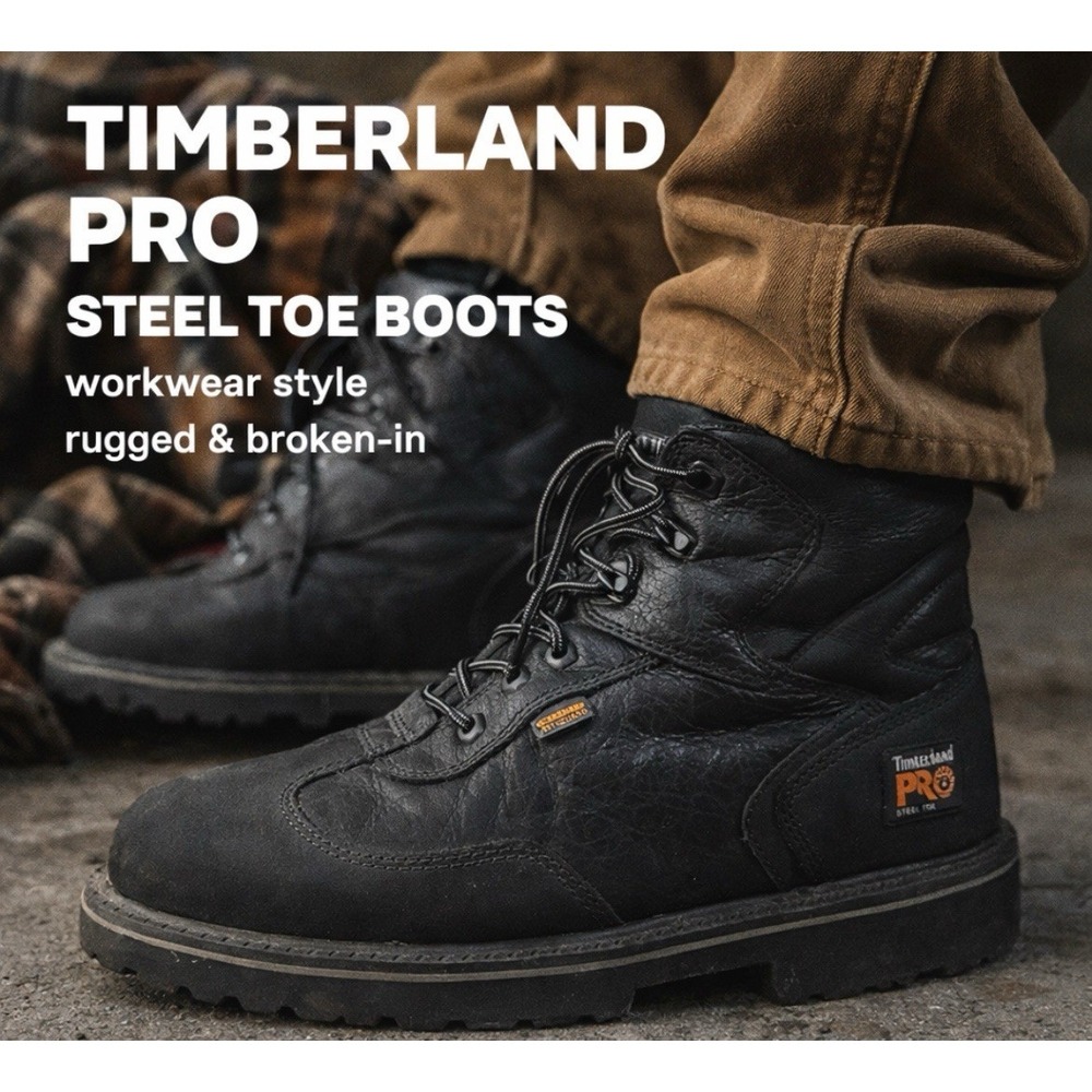Timberland PRO Met Guard Steel Toe Work Boots Black Leather Safety Mens 13W